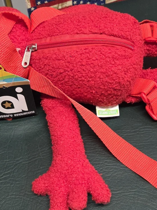 **Elmo Plush Backpack - Bright Red with Orange Nose** - Picture 2 of 6